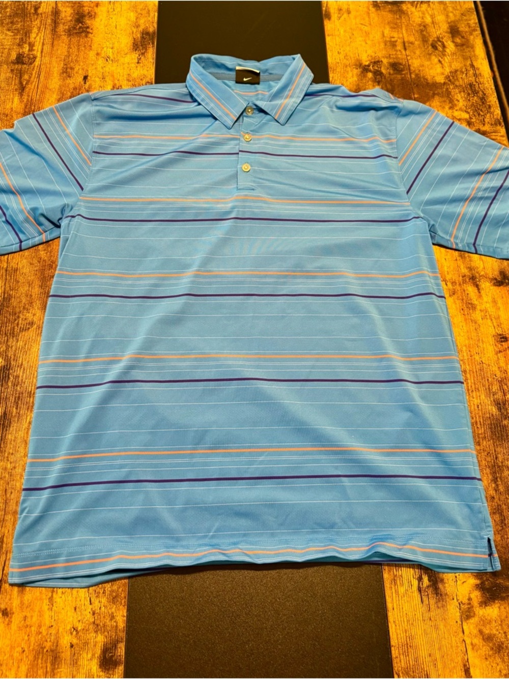 Nike Golf Dri-FIT Striped Polo Shirt Blue Men’s Large Performance